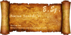 Bacsa Szolón névjegykártya